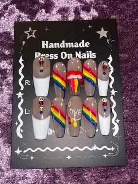 - Rainbow Love Design in Taupe & White